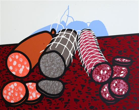§ Patrick Caulfield (1936-2005) Three Sausages 29.5 x 36in.